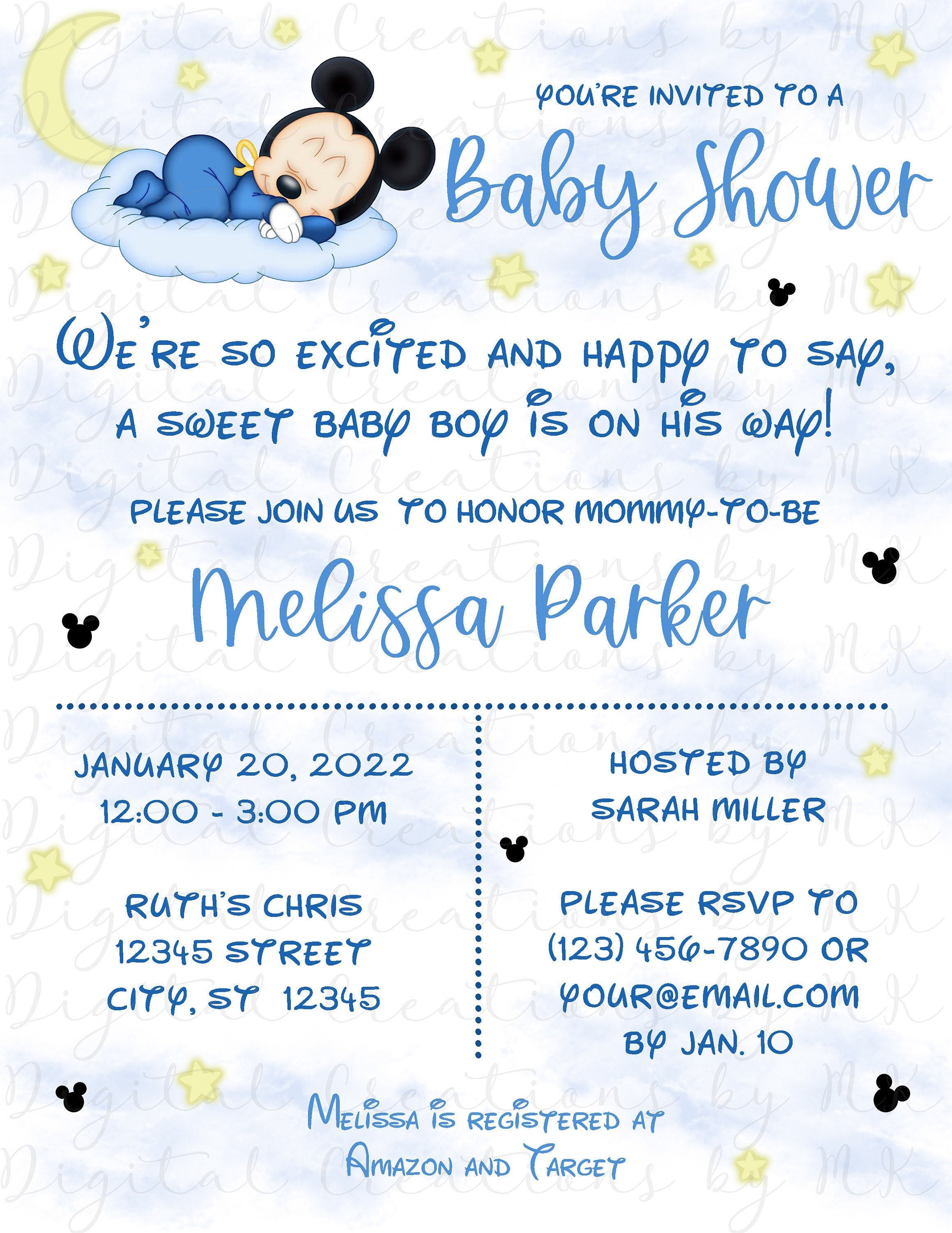 representación Notorio modelo Mickey mouse baby shower invitations - Etsy España