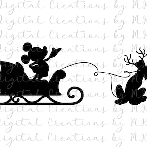 Santa Mickey with Pluto Silhouette, PNG, 300 dpi, SVG, digital file, Cricut, Clipart, Decal Instant Download.
