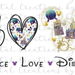 Peace Love Magic Kingdom 50th Anniversary, PNG 300dpi, Sublimation, Instant Download