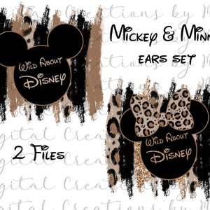 Brush Stroke Clipart, Wild About Mickey and Minnie, PNG 300 dpi, Instant Download