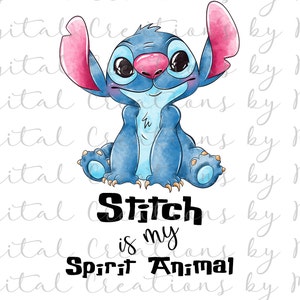 Stitch is my Spirit Animal, PNG 300 dpi, Plik cyfrowy, Akwarela, Natychmiastowe pobranie