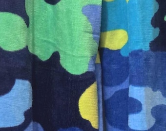Towel Pants, Youth Large 14/16, "Blue Camouflage" Fun Print, Swimmers & Swim Teams, Comfortable, Absorbent, FUN!!
