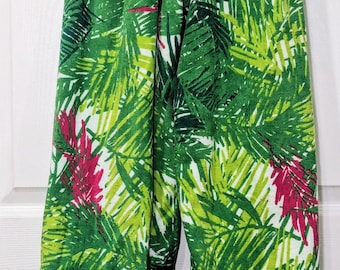Towel Pants, Youth Large 14/16, "Green Palms with Pink" Fun Print, Swimmers & Swim Teams, Comfortable, Absorbent, FUN!!