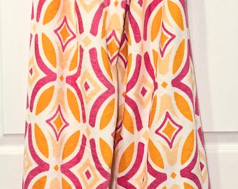 Towel Pants, Youth Large 14/16, "Pink and Orange Geo" Fun Print, Swimmers & Swim Teams, Comfortable, Absorbent, FUN!!