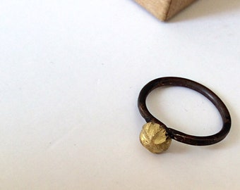 Geometric ring Stackable ring Copper ring Adjustable size ring Twig ring Brass ring Artisan ring Gift for her Mix metal ring