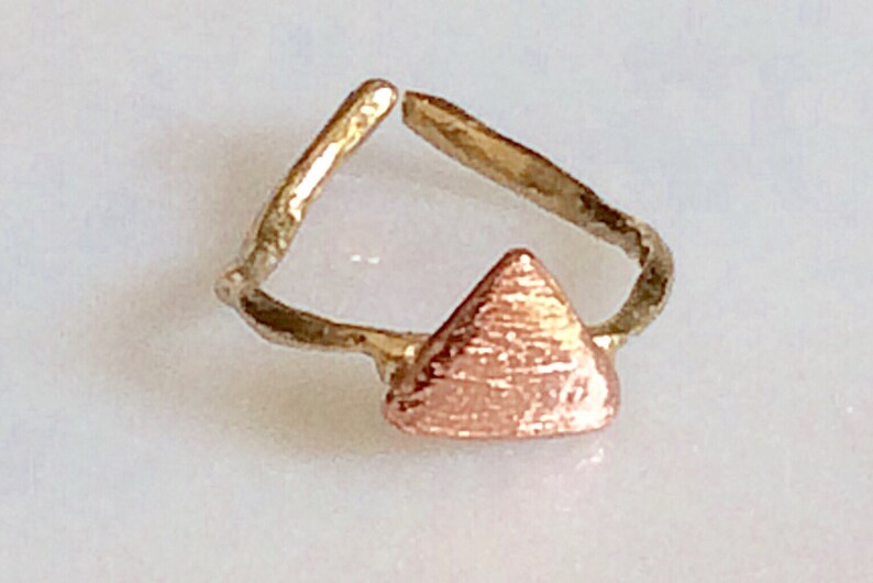 Geometric ring Stackable ring Copper ring Adjustable size ring Twig ring Brass ring Artisan ring Gift for her Mix metal ring