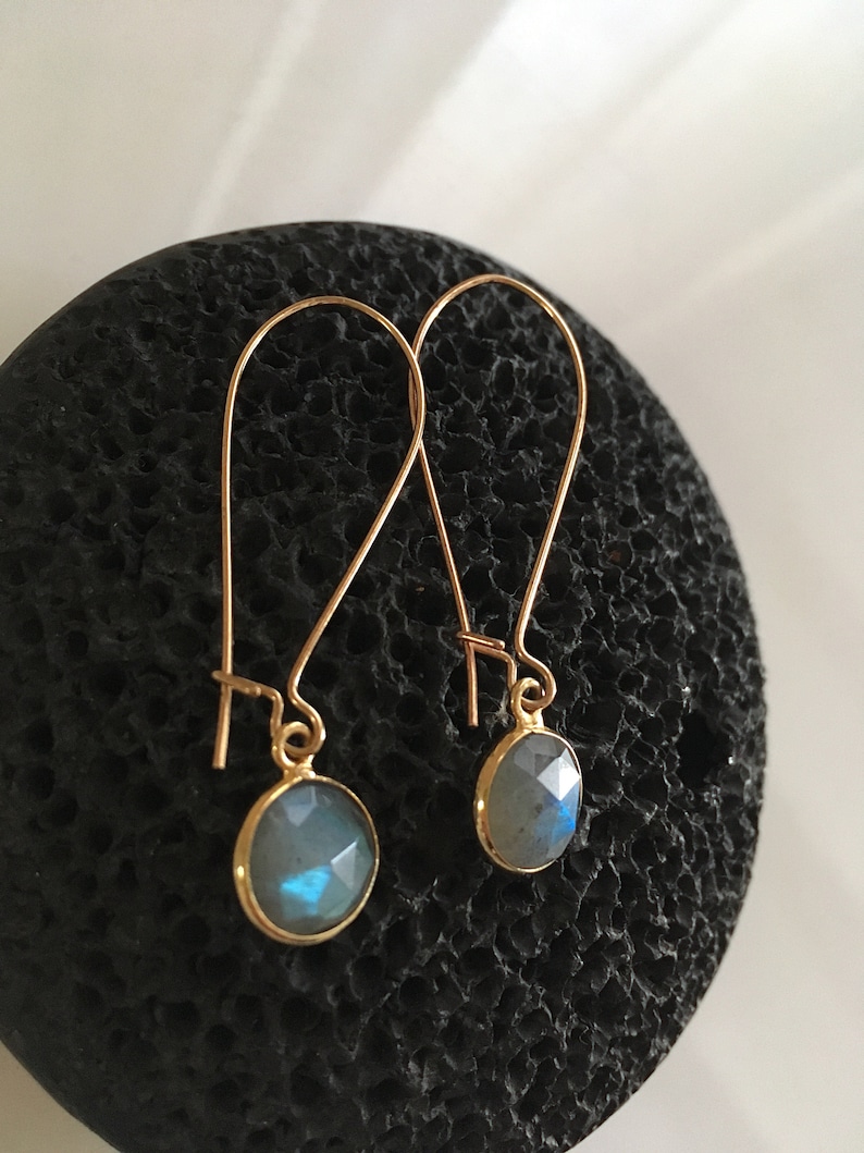 Labradorite earrings Long earrings Minimalist earrings Gold plated earrings Fashion jewellery Gift earrings Genuine gemstone Gift