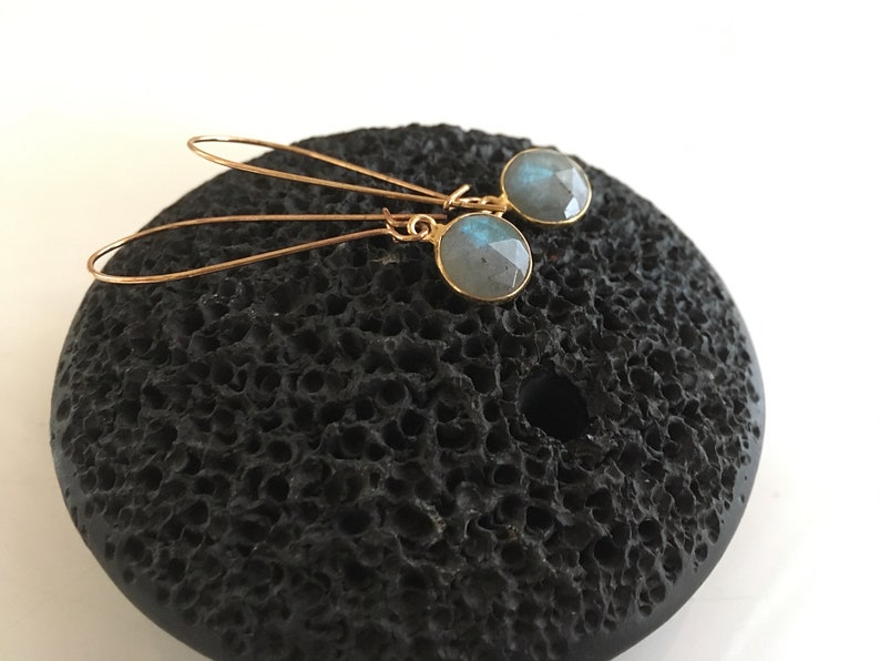 Labradorite earrings Long earrings Minimalist earrings Gold plated earrings Fashion jewellery Gift earrings Genuine gemstone Gift