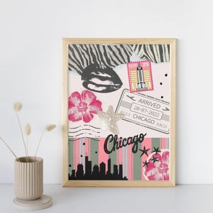Chicago City Line Poster, Retro Scrapbook Wall Art, Vintage Chicago Decor, Bedroom Wall Decor DIGITAL DOWNLOAD