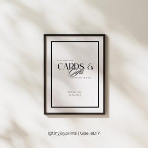 Modern Cards & Gifts Sign | Minimalist Wedding Gift Table Sign | Editable Canva (5x7, 8x10)