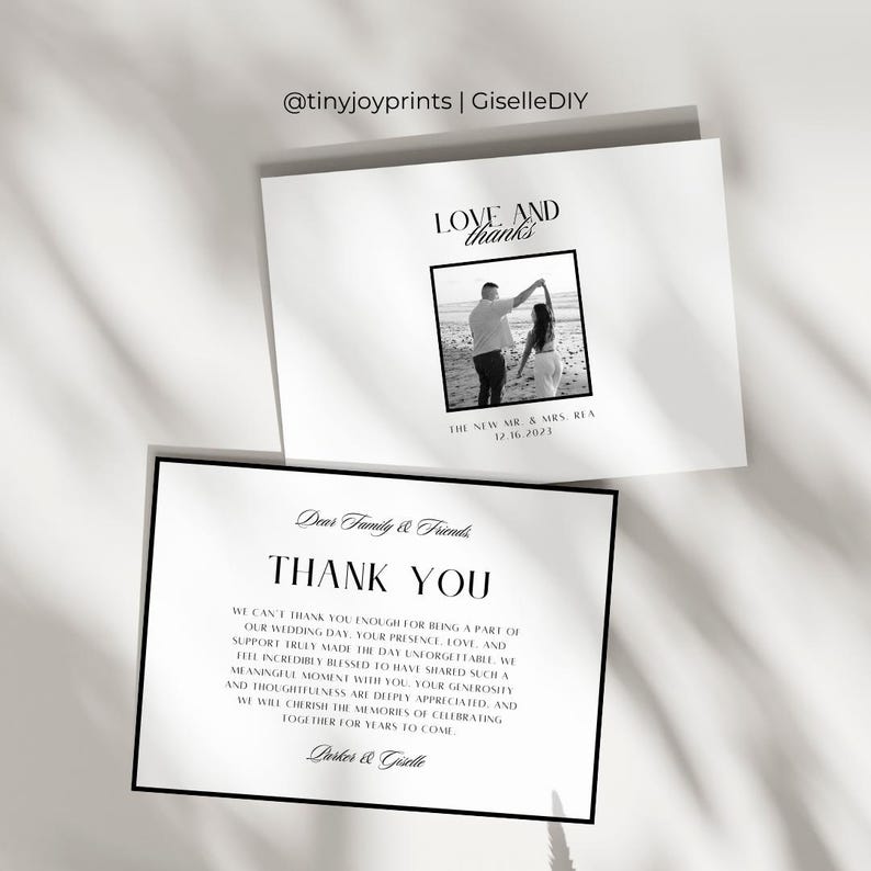 Modern Thank You Card | Minimalist Wedding Thank You | Editable Canva ...