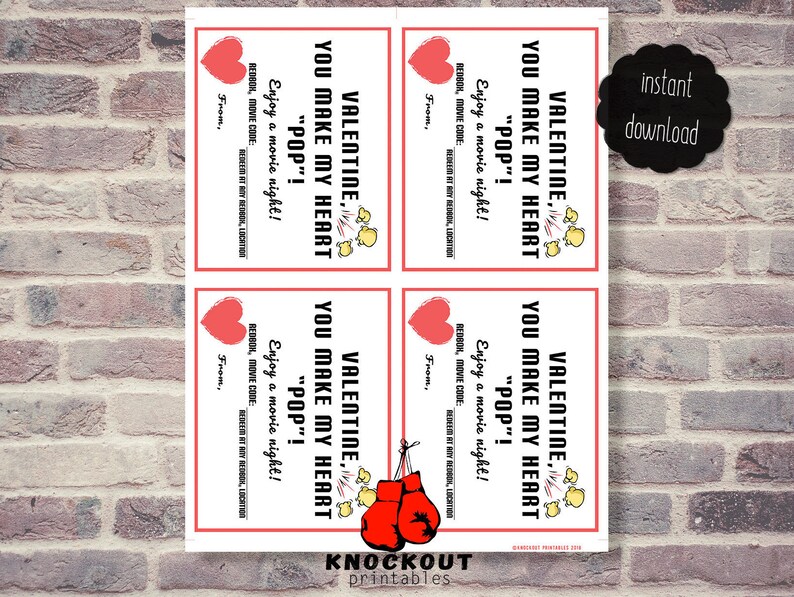 Valentine You Make My Heart Pop Redbox® Gift Tag Printables | Etsy