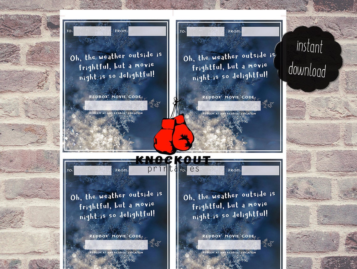 Holiday Redbox® Gift Tags Printable Oh the Weather Outside - Etsy