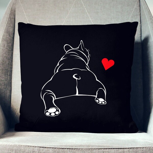 'Merica Female French Bulldog Throw Pillow | Red & White Colored in Wheelchair main image 1
