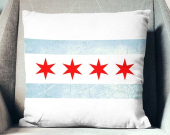 Chicago Flag Pillow Etsy
