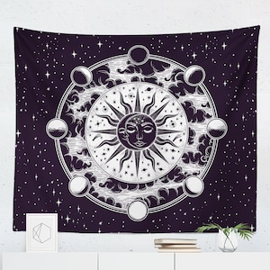 Tapiz de luna para colgar en la pared, decoración artística