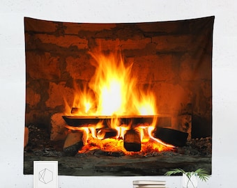 Fireplace Tapestry Wall Hanging Art Decor