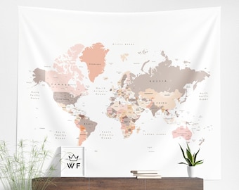World Map Tapestry | World Map Wall Hanging | World Map Wall Décor | World Map Wall Art | Map Tapestry | Map Wall Hanging | Map Wall Décor |