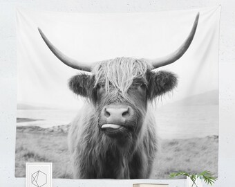 Highland Cow Tapestry Wall Hanging Decor Art