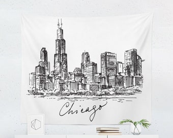 Chicago Tapestry Wall Hanging Art Decor