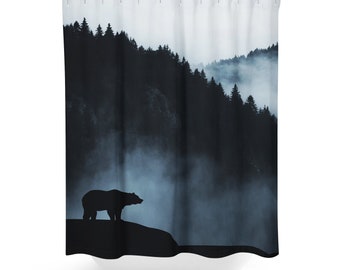 72x72/'/' Grizzly Bear in the Mountains Bathroom Shower Curtain Waterproof Fabric