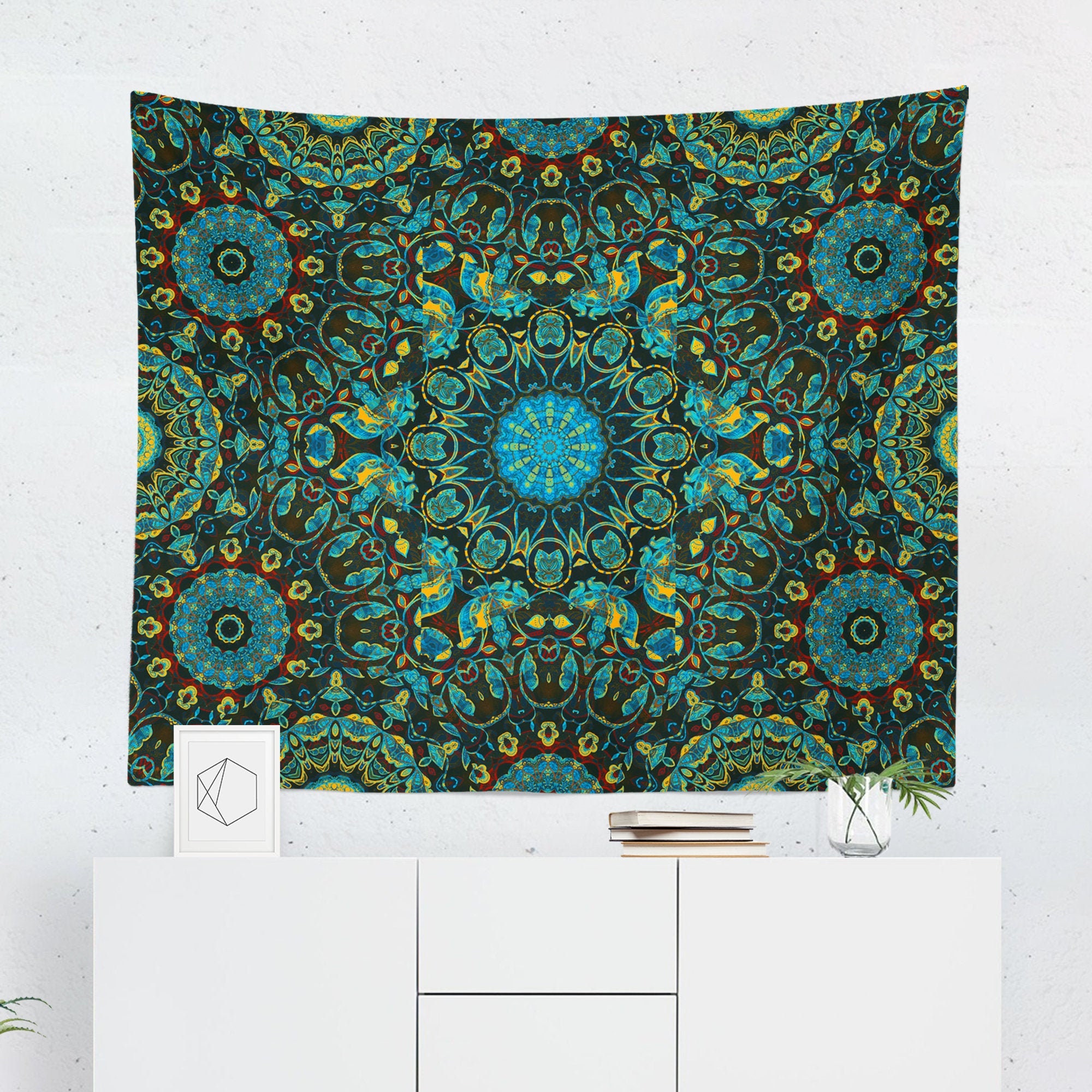 Green Tapestry Green Wall Hanging Green Wall Décor Green Etsy