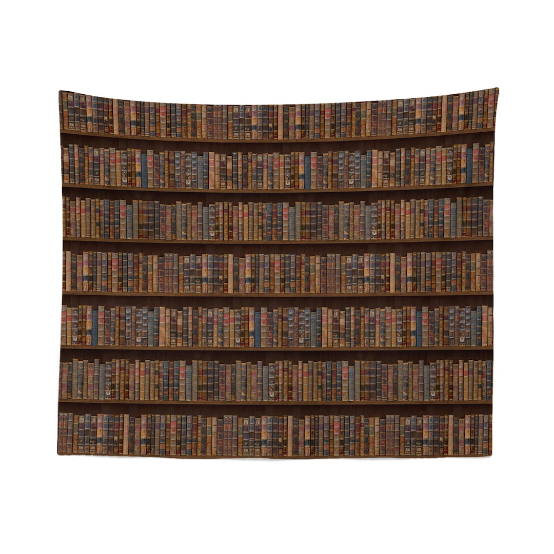 Bookcase Tapestry Bookcase Wall Hanging Bookcase Wall Etsy