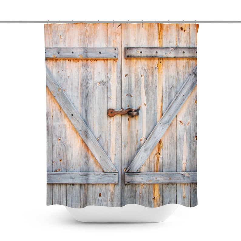 Farmhouse Shower Curtain Barn Door Shower Curtain Etsy