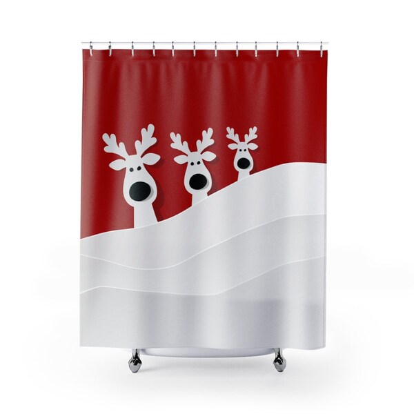 Christmas Shower Curtain Etsy