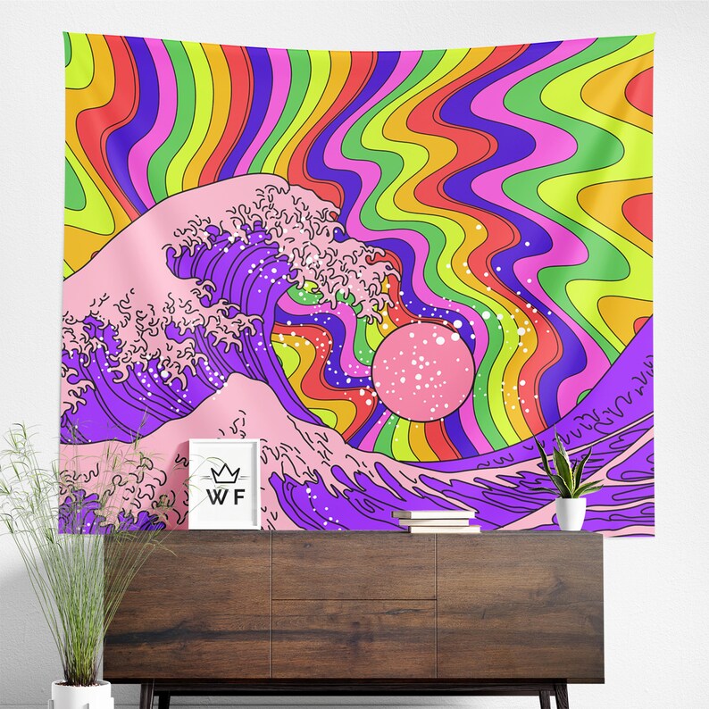 Psychedelic Tapestry Trippy Wall Art Psychedelic Wall Etsy