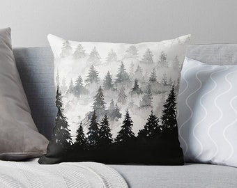 Watercolor Mountain Throw Pillow