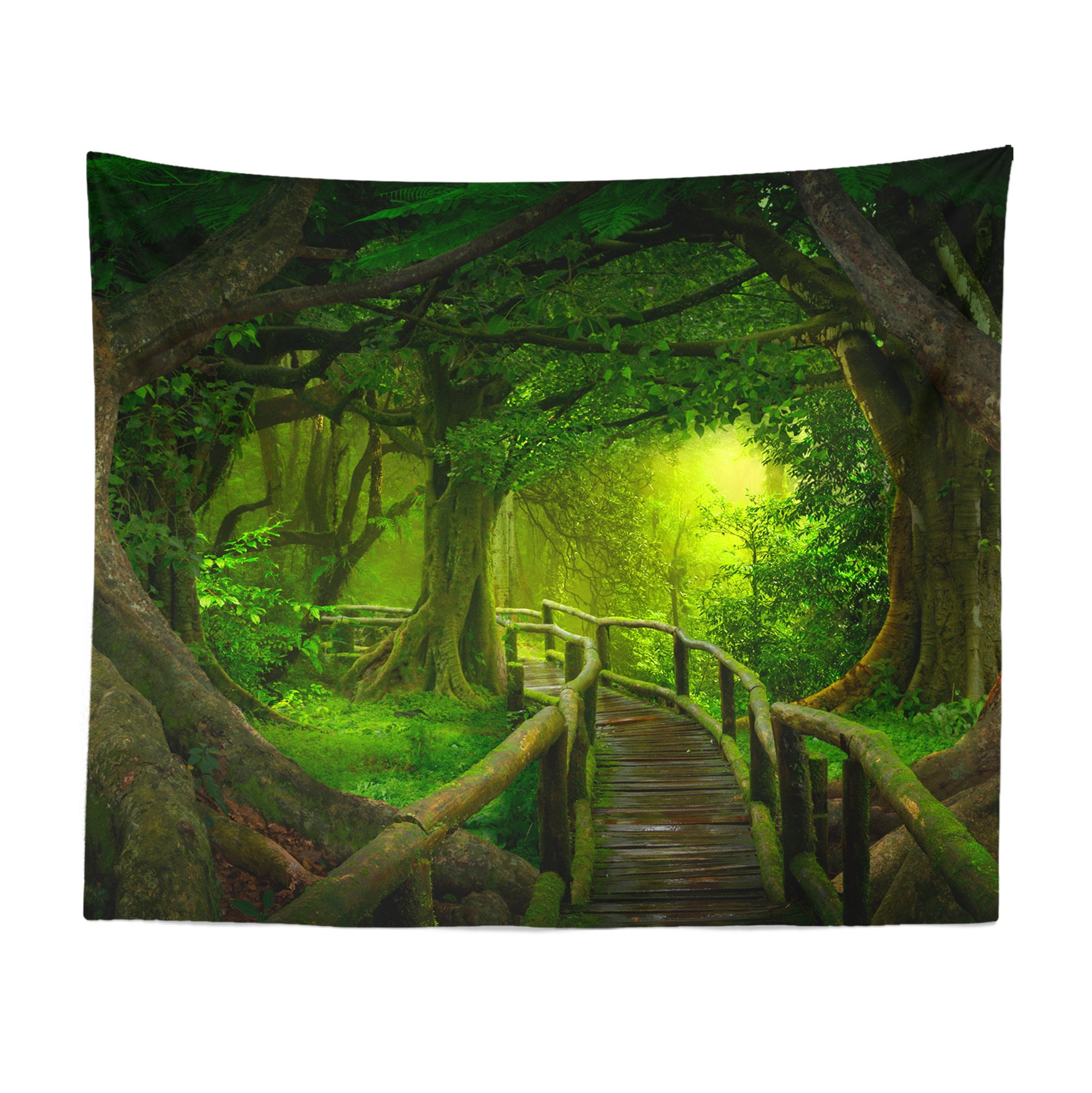 Green Forest Tapestry Wall Hanging Art Decor Etsy