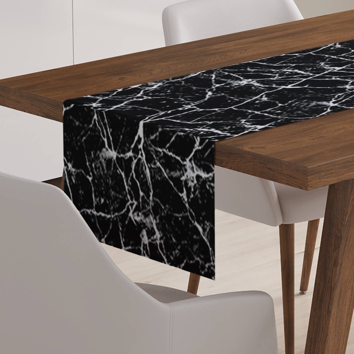 Black Table Runner Modern Table Runner Marble Table Runner Etsy