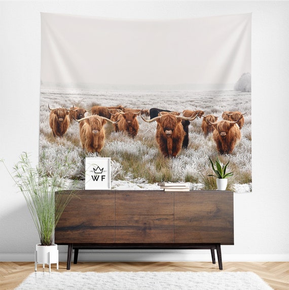 Highland Cow Tapestry Wall Hanging Art Western Tapestry Country
