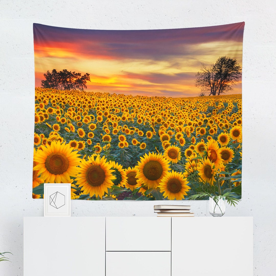 Sunflower Tapestry Sunflower Wall Hanging Sunflower Wall - Etsy