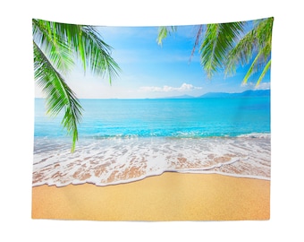 Tropical Beach Wall Tapestry | Coastal Palm Hanging for the Ocean Lover