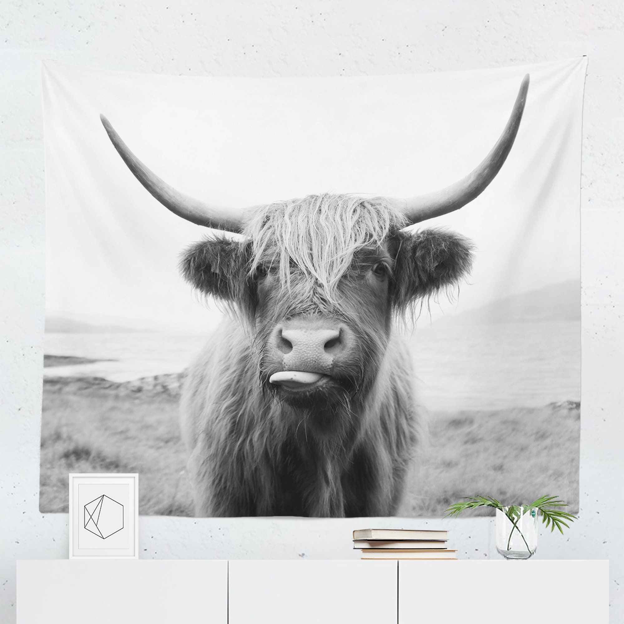 Highland Cow Tapestry Wall Hanging Decor Art Etsy