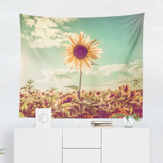 Sunflower Field Wall Tapestry – Vintage Floral Print