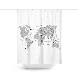 World Map Shower Curtain