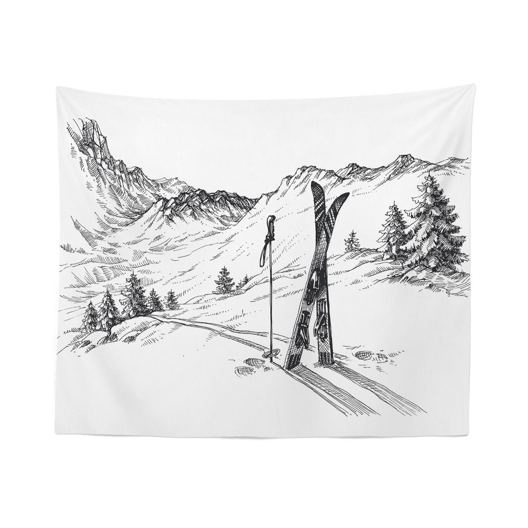 Ski Tapestry Ski Wall Hanging Ski Wall Décor Ski Wall Art Skiing Tapestry Skiing Wall Hanging