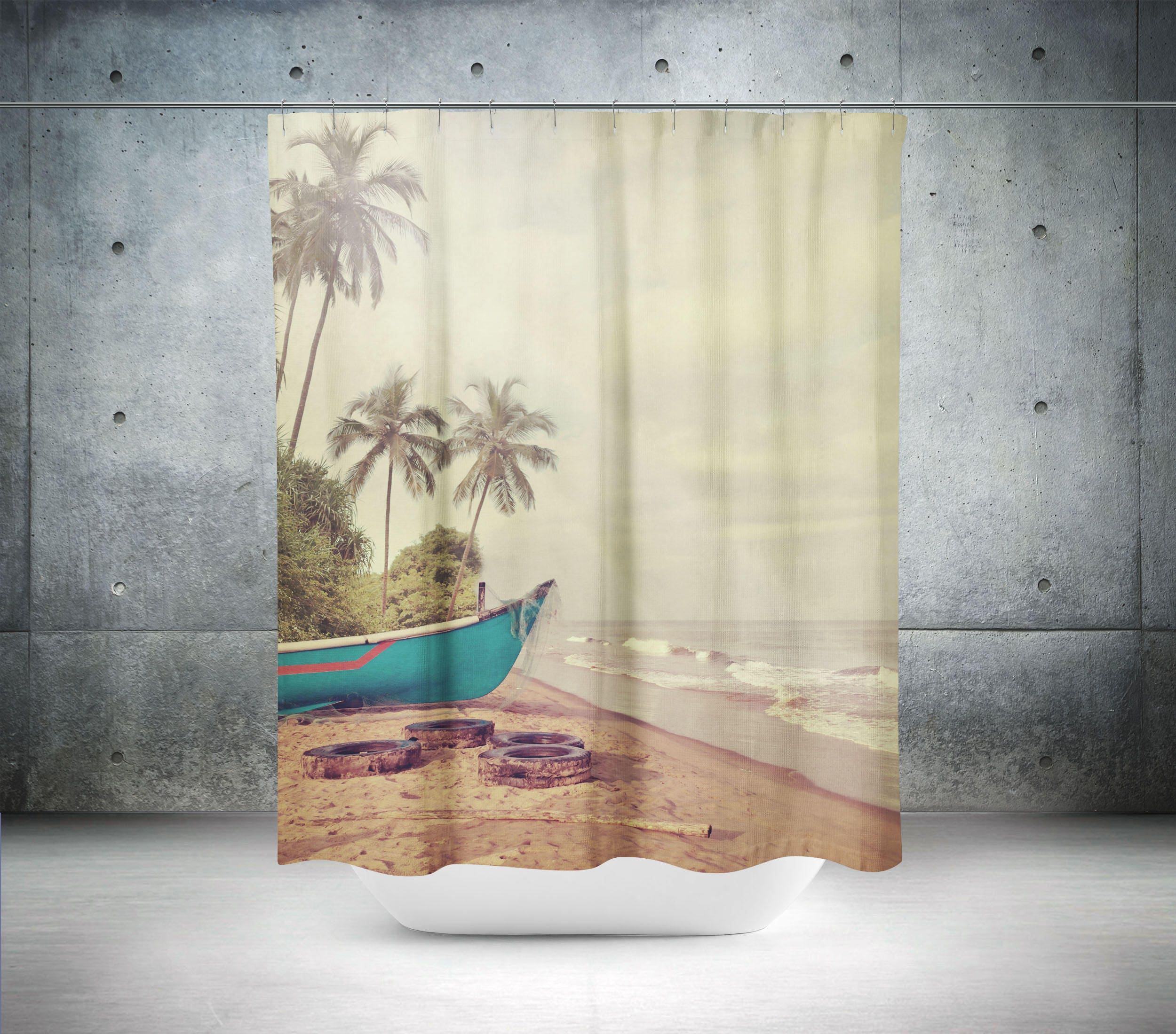 Coastal Shower Curtain Beach Shower Curtain Beach Theme Etsy