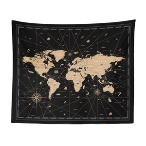 World Map Tapestry Wall Hanging Art