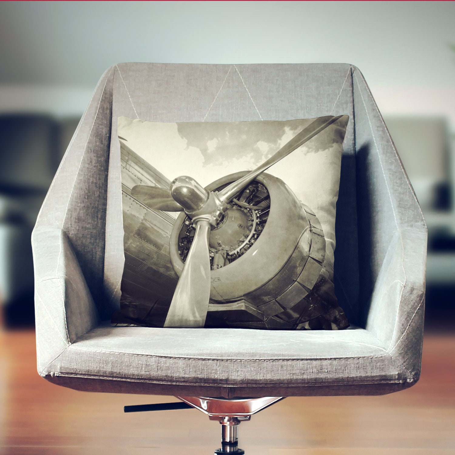 vintage airplane pillow