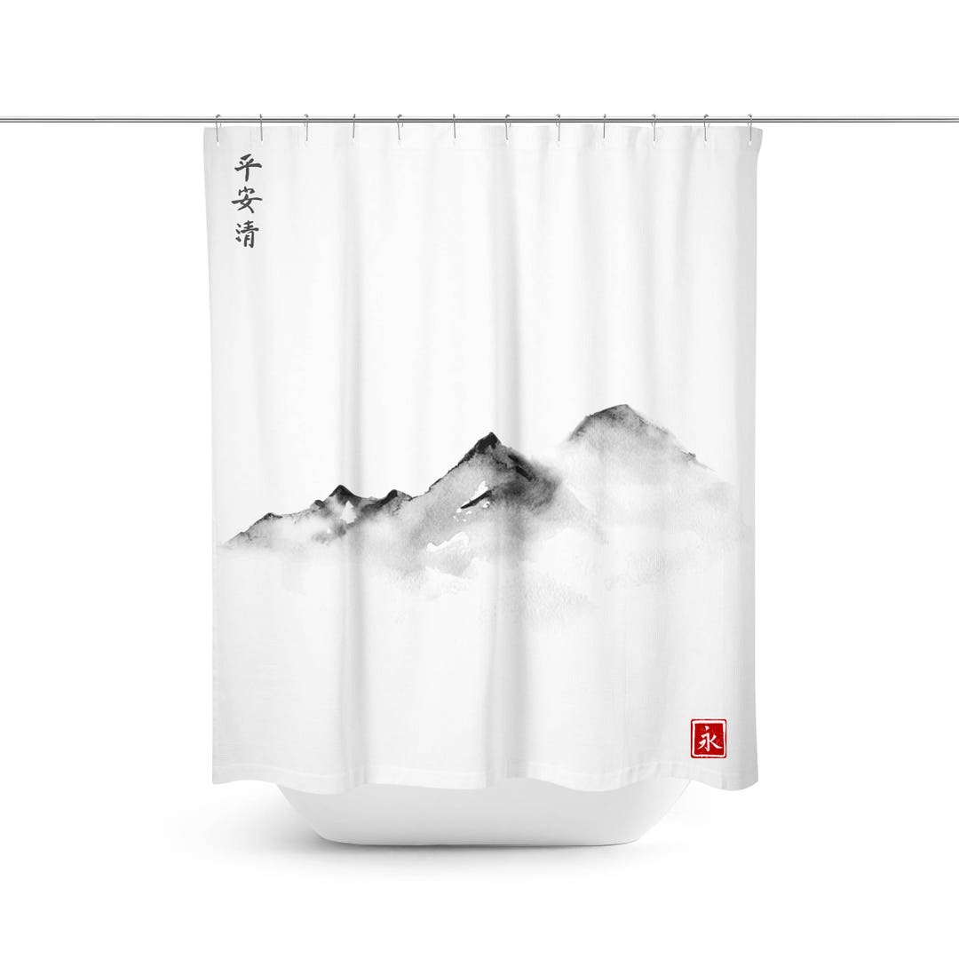 Japanese Shower Curtain Japanese Bath Curtain Japanese Etsy