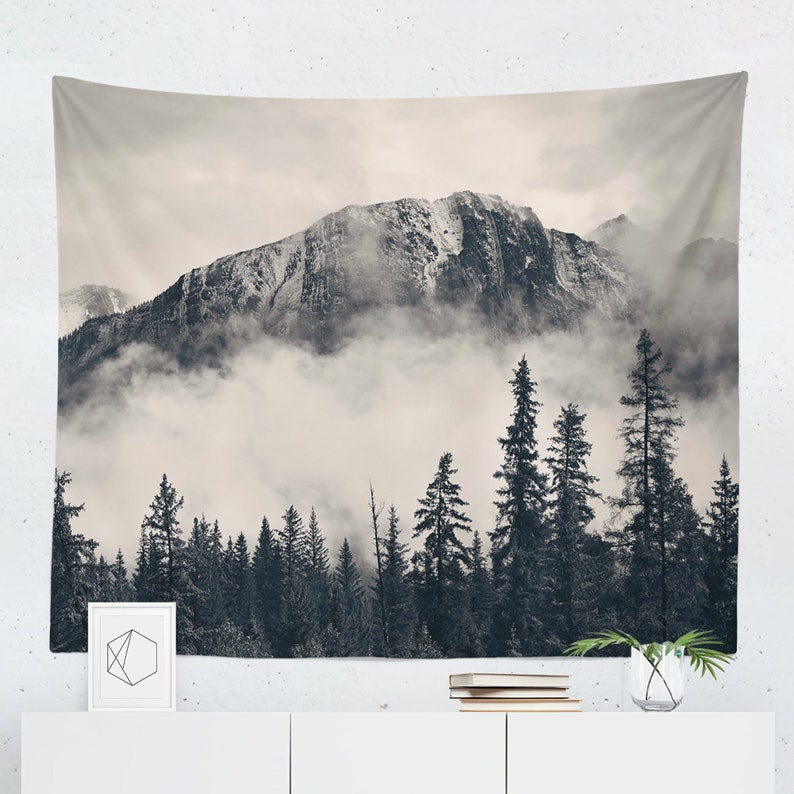 Mountain Tapestry Forest Tapestry Mountain Wall Tapestry Etsy