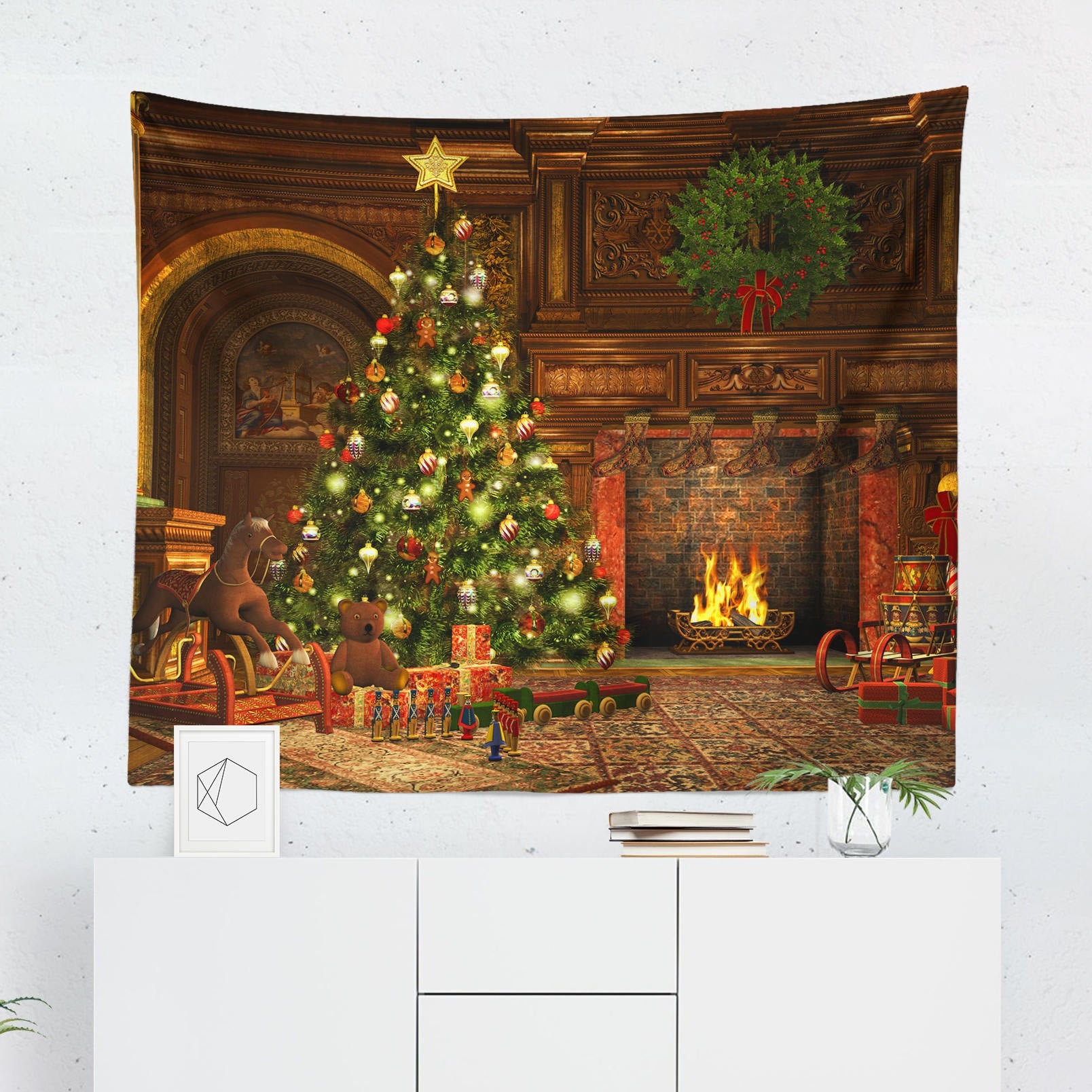 Christmas Wall Art Christmas Tapestry Christmas Wall Décor  Etsy