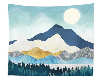 Watercolor Mountain Tapestry  Wall Hanging Art Decor