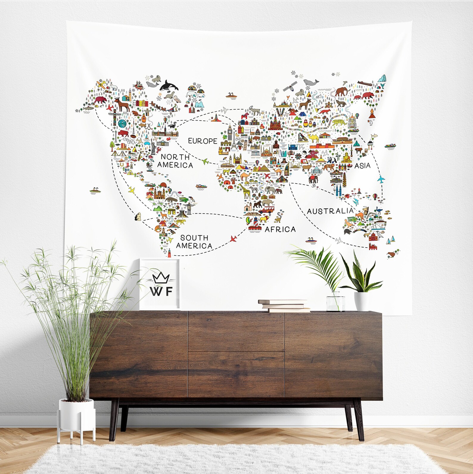 World Map Tapestry World Map Wall Hanging World Map Wall  Etsy