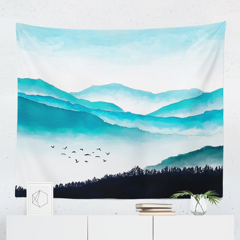Mountain Tapestry Mountain Wall Hanging Mountain Wall Etsy