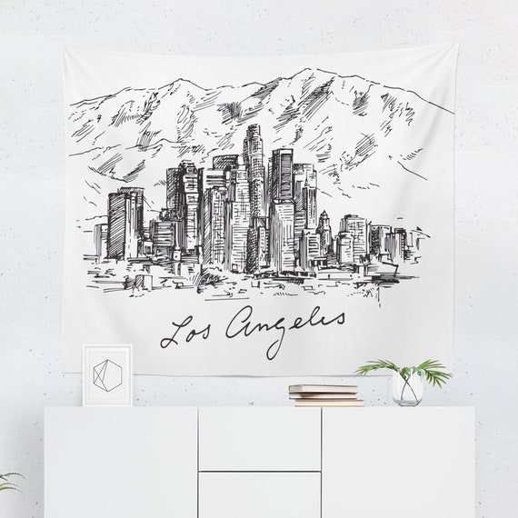Los Angeles Tapestry Los Angeles Wall Tapestry Los Angeles  Etsy